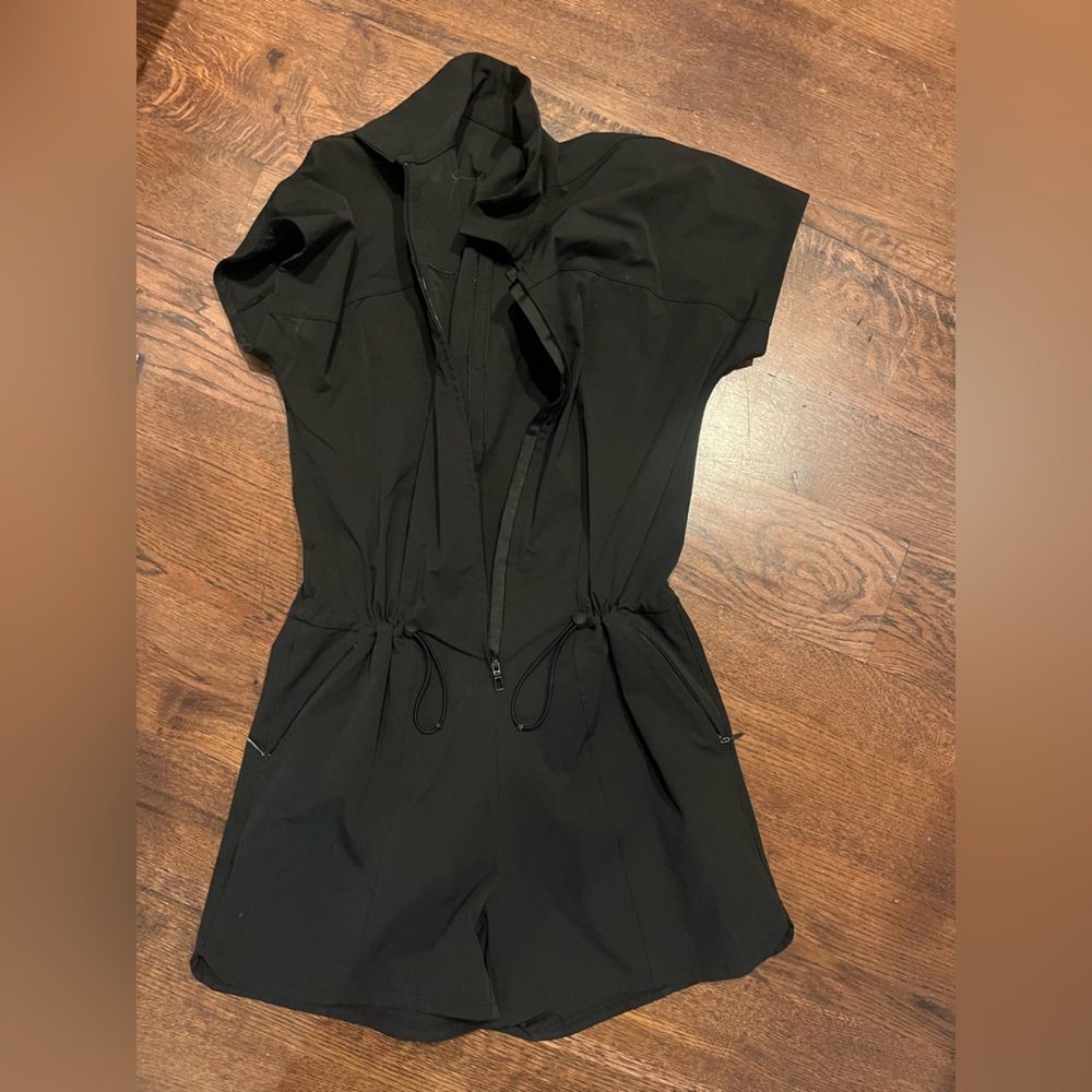 lululemon athletica Black Short Sleeve Romper Jumpsuit